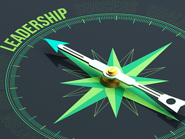 Compass pointing to leadership